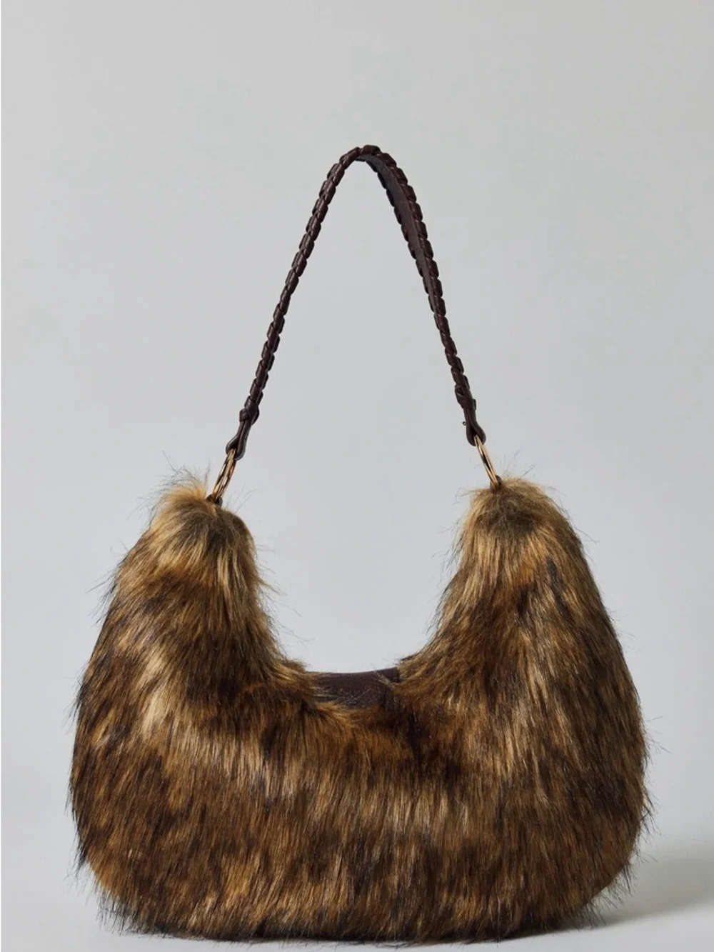 Silence + Noise UO Shaggy Slouchy Vintage Faux Fur Large Shoulder Hobo Bag